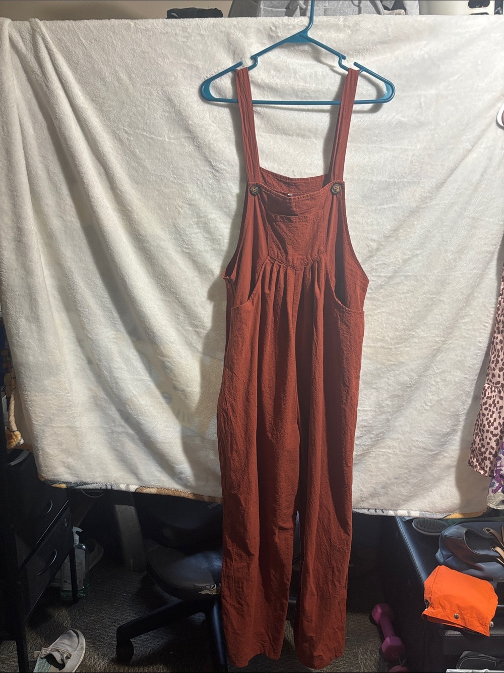 Rust Red Women's Wide-Leg Overalls